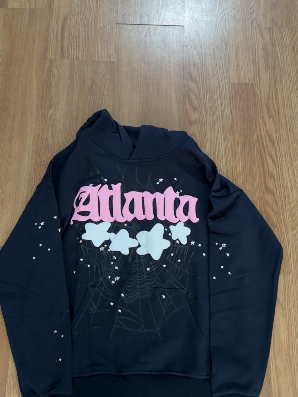Atlanta Graphic Hoodie - Black with Pink & White Design